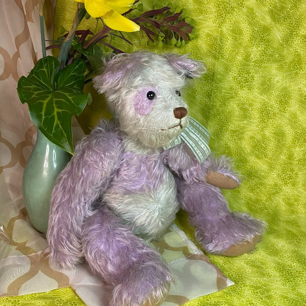 Annette Funicello Mohair Teddy Bear Panda Lila Pastel BluePurple Jointed 18" 90s